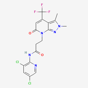 molecular formula C17H14Cl2F3N5O2 B10936339 N-(3,5-dichloropyridin-2-yl)-3-[2,3-dimethyl-6-oxo-4-(trifluoromethyl)-2,6-dihydro-7H-pyrazolo[3,4-b]pyridin-7-yl]propanamide 