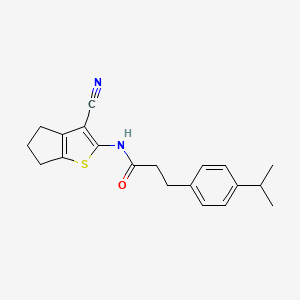 molecular formula C20H22N2OS B10936366 N-(3-cyano-5,6-dihydro-4H-cyclopenta[b]thiophen-2-yl)-3-[4-(propan-2-yl)phenyl]propanamide 