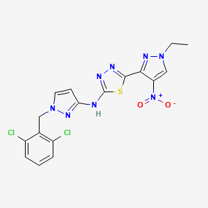 molecular formula C17H14Cl2N8O2S B10936436 N-[1-(2,6-dichlorobenzyl)-1H-pyrazol-3-yl]-5-(1-ethyl-4-nitro-1H-pyrazol-3-yl)-1,3,4-thiadiazol-2-amine 