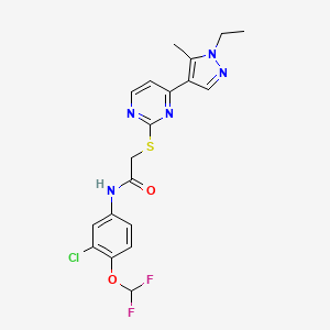 molecular formula C19H18ClF2N5O2S B10936731 N-[3-chloro-4-(difluoromethoxy)phenyl]-2-{[4-(1-ethyl-5-methyl-1H-pyrazol-4-yl)pyrimidin-2-yl]sulfanyl}acetamide 