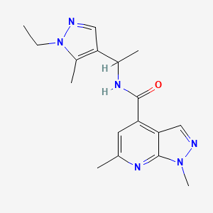 molecular formula C17H22N6O B10936734 N-[1-(1-ethyl-5-methyl-1H-pyrazol-4-yl)ethyl]-1,6-dimethyl-1H-pyrazolo[3,4-b]pyridine-4-carboxamide 