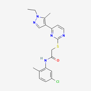 molecular formula C19H20ClN5OS B10936897 N-(5-chloro-2-methylphenyl)-2-{[4-(1-ethyl-5-methyl-1H-pyrazol-4-yl)pyrimidin-2-yl]sulfanyl}acetamide 