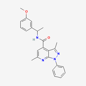 molecular formula C24H24N4O2 B10937045 N-[1-(3-methoxyphenyl)ethyl]-3,6-dimethyl-1-phenyl-1H-pyrazolo[3,4-b]pyridine-4-carboxamide 