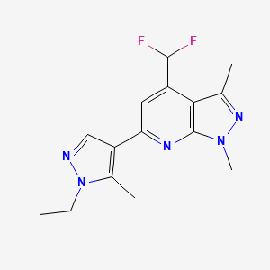molecular formula C15H17F2N5 B10937091 4-(difluoromethyl)-6-(1-ethyl-5-methyl-1H-pyrazol-4-yl)-1,3-dimethyl-1H-pyrazolo[3,4-b]pyridine 