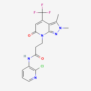 molecular formula C17H15ClF3N5O2 B10937149 N-(2-chloropyridin-3-yl)-3-[2,3-dimethyl-6-oxo-4-(trifluoromethyl)-2,6-dihydro-7H-pyrazolo[3,4-b]pyridin-7-yl]propanamide 