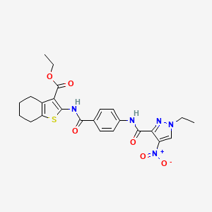molecular formula C24H25N5O6S B10937188 ethyl 2-{[(4-{[(1-ethyl-4-nitro-1H-pyrazol-3-yl)carbonyl]amino}phenyl)carbonyl]amino}-4,5,6,7-tetrahydro-1-benzothiophene-3-carboxylate 