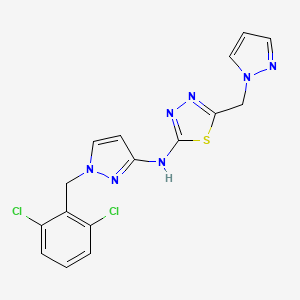 molecular formula C16H13Cl2N7S B10937210 N-[1-(2,6-dichlorobenzyl)-1H-pyrazol-3-yl]-5-(1H-pyrazol-1-ylmethyl)-1,3,4-thiadiazol-2-amine 