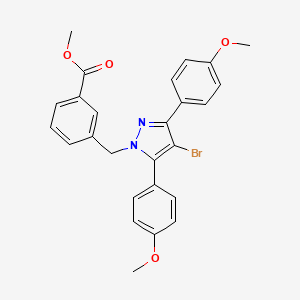 molecular formula C26H23BrN2O4 B10937262 methyl 3-{[4-bromo-3,5-bis(4-methoxyphenyl)-1H-pyrazol-1-yl]methyl}benzoate 