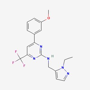 molecular formula C18H18F3N5O B10937319 N-[(1-ethyl-1H-pyrazol-5-yl)methyl]-4-(3-methoxyphenyl)-6-(trifluoromethyl)pyrimidin-2-amine 