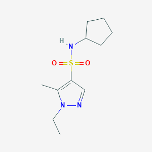 molecular formula C11H19N3O2S B10937344 N-cyclopentyl-1-ethyl-5-methyl-1H-pyrazole-4-sulfonamide 