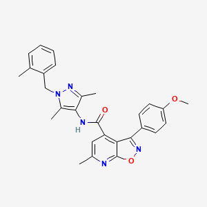 molecular formula C28H27N5O3 B10937364 N-[3,5-dimethyl-1-(2-methylbenzyl)-1H-pyrazol-4-yl]-3-(4-methoxyphenyl)-6-methyl[1,2]oxazolo[5,4-b]pyridine-4-carboxamide 