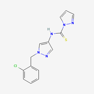 molecular formula C14H12ClN5S B10937373 N-[1-(2-chlorobenzyl)-1H-pyrazol-4-yl]-1H-pyrazole-1-carbothioamide 