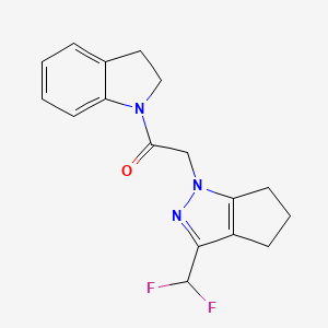 molecular formula C17H17F2N3O B10937382 2-[3-(difluoromethyl)-5,6-dihydrocyclopenta[c]pyrazol-1(4H)-yl]-1-(2,3-dihydro-1H-indol-1-yl)ethanone 