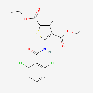 molecular formula C18H17Cl2NO5S B10937412 Diethyl 5-{[(2,6-dichlorophenyl)carbonyl]amino}-3-methylthiophene-2,4-dicarboxylate 