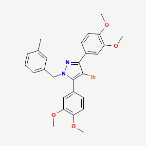 molecular formula C27H27BrN2O4 B10937473 4-bromo-3,5-bis(3,4-dimethoxyphenyl)-1-(3-methylbenzyl)-1H-pyrazole 