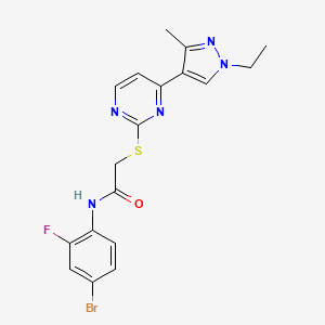 molecular formula C18H17BrFN5OS B10937503 N-(4-bromo-2-fluorophenyl)-2-{[4-(1-ethyl-3-methyl-1H-pyrazol-4-yl)pyrimidin-2-yl]sulfanyl}acetamide 