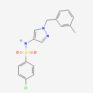 molecular formula C17H16ClN3O2S B10937568 4-chloro-N-[1-(3-methylbenzyl)-1H-pyrazol-4-yl]benzenesulfonamide 