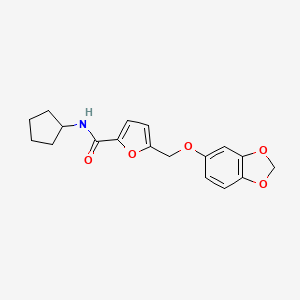 molecular formula C18H19NO5 B10937570 5-[(1,3-benzodioxol-5-yloxy)methyl]-N-cyclopentylfuran-2-carboxamide 