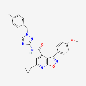 molecular formula C27H24N6O3 B10937574 6-cyclopropyl-3-(4-methoxyphenyl)-N-[1-(4-methylbenzyl)-1H-1,2,4-triazol-3-yl][1,2]oxazolo[5,4-b]pyridine-4-carboxamide 