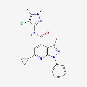 molecular formula C22H21ClN6O B10937590 N-(4-chloro-1,5-dimethyl-1H-pyrazol-3-yl)-6-cyclopropyl-3-methyl-1-phenyl-1H-pyrazolo[3,4-b]pyridine-4-carboxamide 