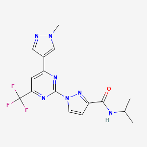 molecular formula C16H16F3N7O B10937604 1-[4-(1-methyl-1H-pyrazol-4-yl)-6-(trifluoromethyl)pyrimidin-2-yl]-N-(propan-2-yl)-1H-pyrazole-3-carboxamide 