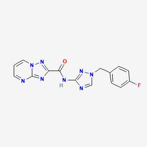 molecular formula C15H11FN8O B10937630 N-[1-(4-fluorobenzyl)-1H-1,2,4-triazol-3-yl][1,2,4]triazolo[1,5-a]pyrimidine-2-carboxamide 