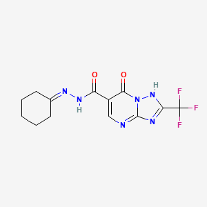 molecular formula C13H13F3N6O2 B10937641 N'-cyclohexylidene-7-hydroxy-2-(trifluoromethyl)[1,2,4]triazolo[1,5-a]pyrimidine-6-carbohydrazide 