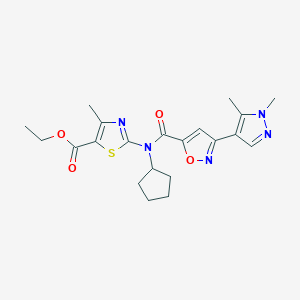 molecular formula C21H25N5O4S B10937645 ethyl 2-(cyclopentyl{[3-(1,5-dimethyl-1H-pyrazol-4-yl)-1,2-oxazol-5-yl]carbonyl}amino)-4-methyl-1,3-thiazole-5-carboxylate 