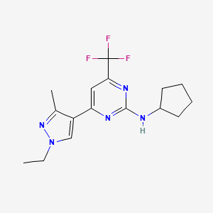 molecular formula C16H20F3N5 B10937812 N-cyclopentyl-4-(1-ethyl-3-methyl-1H-pyrazol-4-yl)-6-(trifluoromethyl)pyrimidin-2-amine 