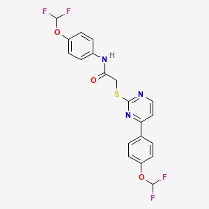 molecular formula C20H15F4N3O3S B10937884 N-[4-(difluoromethoxy)phenyl]-2-({4-[4-(difluoromethoxy)phenyl]pyrimidin-2-yl}sulfanyl)acetamide 