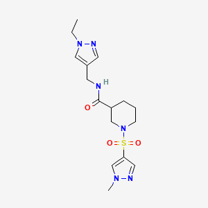 molecular formula C16H24N6O3S B10937899 N-[(1-ethyl-1H-pyrazol-4-yl)methyl]-1-[(1-methyl-1H-pyrazol-4-yl)sulfonyl]piperidine-3-carboxamide 