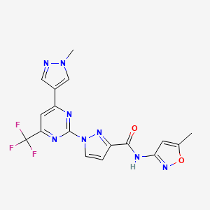 molecular formula C17H13F3N8O2 B10937920 N-(5-methyl-1,2-oxazol-3-yl)-1-[4-(1-methyl-1H-pyrazol-4-yl)-6-(trifluoromethyl)pyrimidin-2-yl]-1H-pyrazole-3-carboxamide 