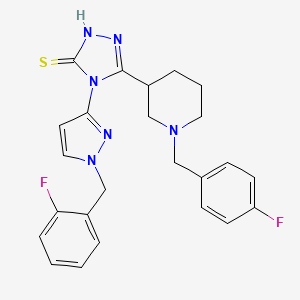 molecular formula C24H24F2N6S B10937952 5-[1-(4-fluorobenzyl)piperidin-3-yl]-4-[1-(2-fluorobenzyl)-1H-pyrazol-3-yl]-4H-1,2,4-triazole-3-thiol 
