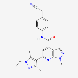 molecular formula C23H23N7O B10937959 N-[4-(cyanomethyl)phenyl]-6-(1-ethyl-3,5-dimethyl-1H-pyrazol-4-yl)-1-methyl-1H-pyrazolo[3,4-b]pyridine-4-carboxamide 