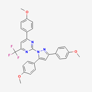 molecular formula C29H23F3N4O3 B10938033 2-[3,5-bis(4-methoxyphenyl)-1H-pyrazol-1-yl]-4-(4-methoxyphenyl)-6-(trifluoromethyl)pyrimidine 