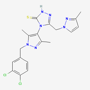 molecular formula C19H19Cl2N7S B10938040 4-[1-(3,4-dichlorobenzyl)-3,5-dimethyl-1H-pyrazol-4-yl]-5-[(3-methyl-1H-pyrazol-1-yl)methyl]-4H-1,2,4-triazole-3-thiol 