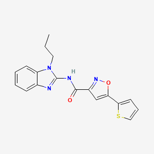 molecular formula C18H16N4O2S B10938176 N-(1-propyl-1H-benzimidazol-2-yl)-5-(thiophen-2-yl)-1,2-oxazole-3-carboxamide 