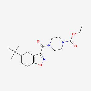 molecular formula C19H29N3O4 B10938224 Ethyl 4-[(5-tert-butyl-4,5,6,7-tetrahydro-1,2-benzoxazol-3-yl)carbonyl]piperazine-1-carboxylate 