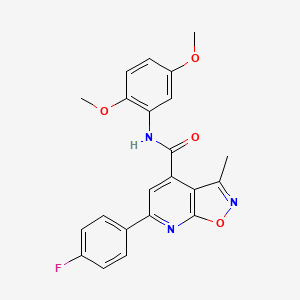 molecular formula C22H18FN3O4 B10938245 N-(2,5-dimethoxyphenyl)-6-(4-fluorophenyl)-3-methyl[1,2]oxazolo[5,4-b]pyridine-4-carboxamide 