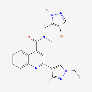 molecular formula C22H23BrN6O B10938253 N-[(4-bromo-1-methyl-1H-pyrazol-5-yl)methyl]-2-(1-ethyl-3-methyl-1H-pyrazol-4-yl)-N-methylquinoline-4-carboxamide 