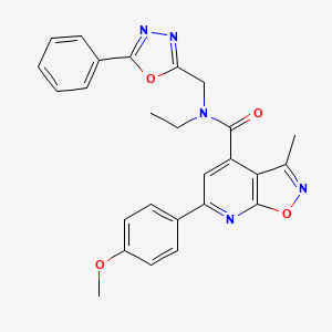 molecular formula C26H23N5O4 B10938274 N-ethyl-6-(4-methoxyphenyl)-3-methyl-N-[(5-phenyl-1,3,4-oxadiazol-2-yl)methyl][1,2]oxazolo[5,4-b]pyridine-4-carboxamide 