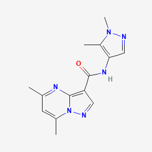 molecular formula C14H16N6O B10938307 N-(1,5-dimethyl-1H-pyrazol-4-yl)-5,7-dimethylpyrazolo[1,5-a]pyrimidine-3-carboxamide 