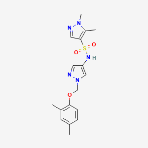 molecular formula C17H21N5O3S B10938333 N-{1-[(2,4-dimethylphenoxy)methyl]-1H-pyrazol-4-yl}-1,5-dimethyl-1H-pyrazole-4-sulfonamide 