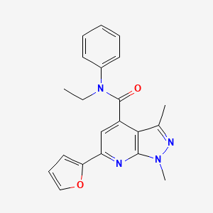 molecular formula C21H20N4O2 B10938442 N-ethyl-6-(furan-2-yl)-1,3-dimethyl-N-phenyl-1H-pyrazolo[3,4-b]pyridine-4-carboxamide 