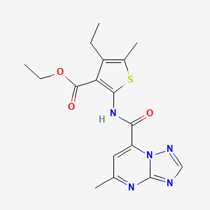 molecular formula C17H19N5O3S B10938450 Ethyl 4-ethyl-5-methyl-2-{[(5-methyl[1,2,4]triazolo[1,5-a]pyrimidin-7-yl)carbonyl]amino}thiophene-3-carboxylate 