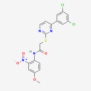 molecular formula C19H14Cl2N4O4S B10938499 2-{[4-(3,5-dichlorophenyl)pyrimidin-2-yl]sulfanyl}-N-(4-methoxy-2-nitrophenyl)acetamide 