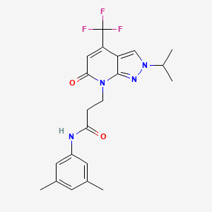 molecular formula C21H23F3N4O2 B10938548 N-(3,5-dimethylphenyl)-3-[6-oxo-2-(propan-2-yl)-4-(trifluoromethyl)-2,6-dihydro-7H-pyrazolo[3,4-b]pyridin-7-yl]propanamide 