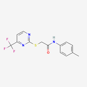 molecular formula C14H12F3N3OS B10938669 N-(4-methylphenyl)-2-{[4-(trifluoromethyl)pyrimidin-2-yl]sulfanyl}acetamide 