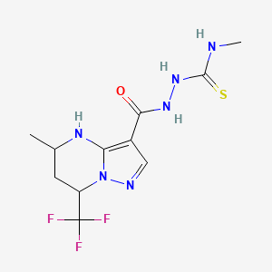 molecular formula C11H15F3N6OS B10938695 N-methyl-2-{[5-methyl-7-(trifluoromethyl)-4,5,6,7-tetrahydropyrazolo[1,5-a]pyrimidin-3-yl]carbonyl}hydrazinecarbothioamide 