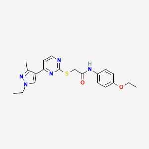 molecular formula C20H23N5O2S B10938721 N-(4-ethoxyphenyl)-2-{[4-(1-ethyl-3-methyl-1H-pyrazol-4-yl)pyrimidin-2-yl]sulfanyl}acetamide 